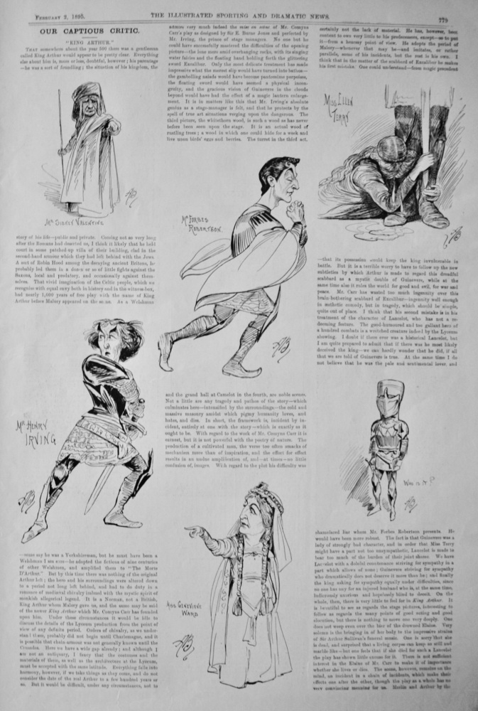 Our Captious Critic, February 2nd, 1895.  "King Arthur" at the Lyceum.