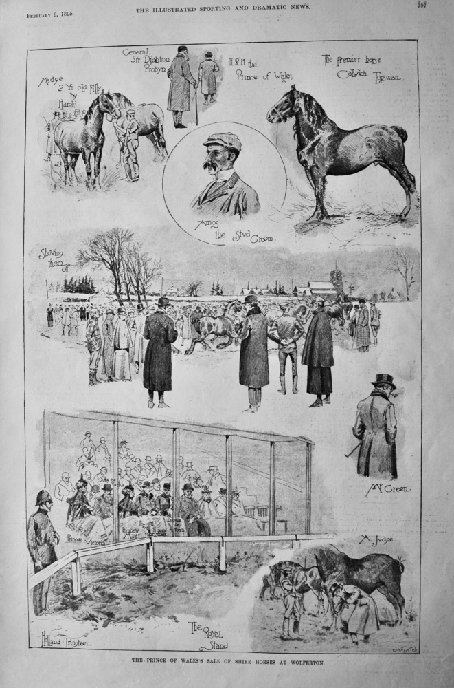 The Prince of Wales's Sale of Shire Horses at Wolferton.  1895.