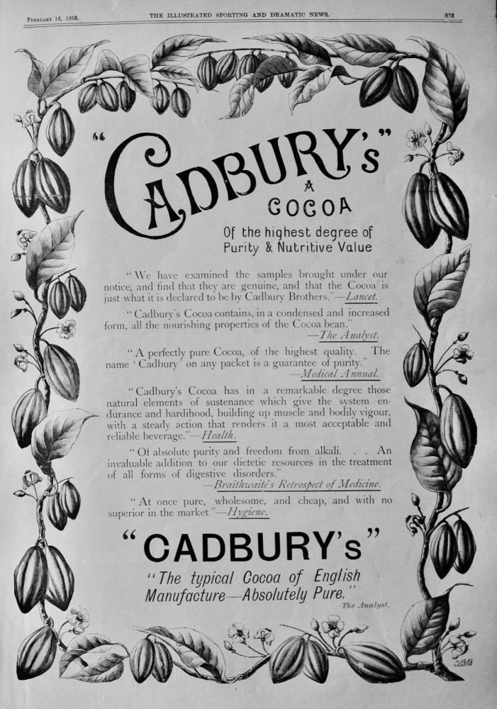Cadbury's  Cocoa.  1895.
