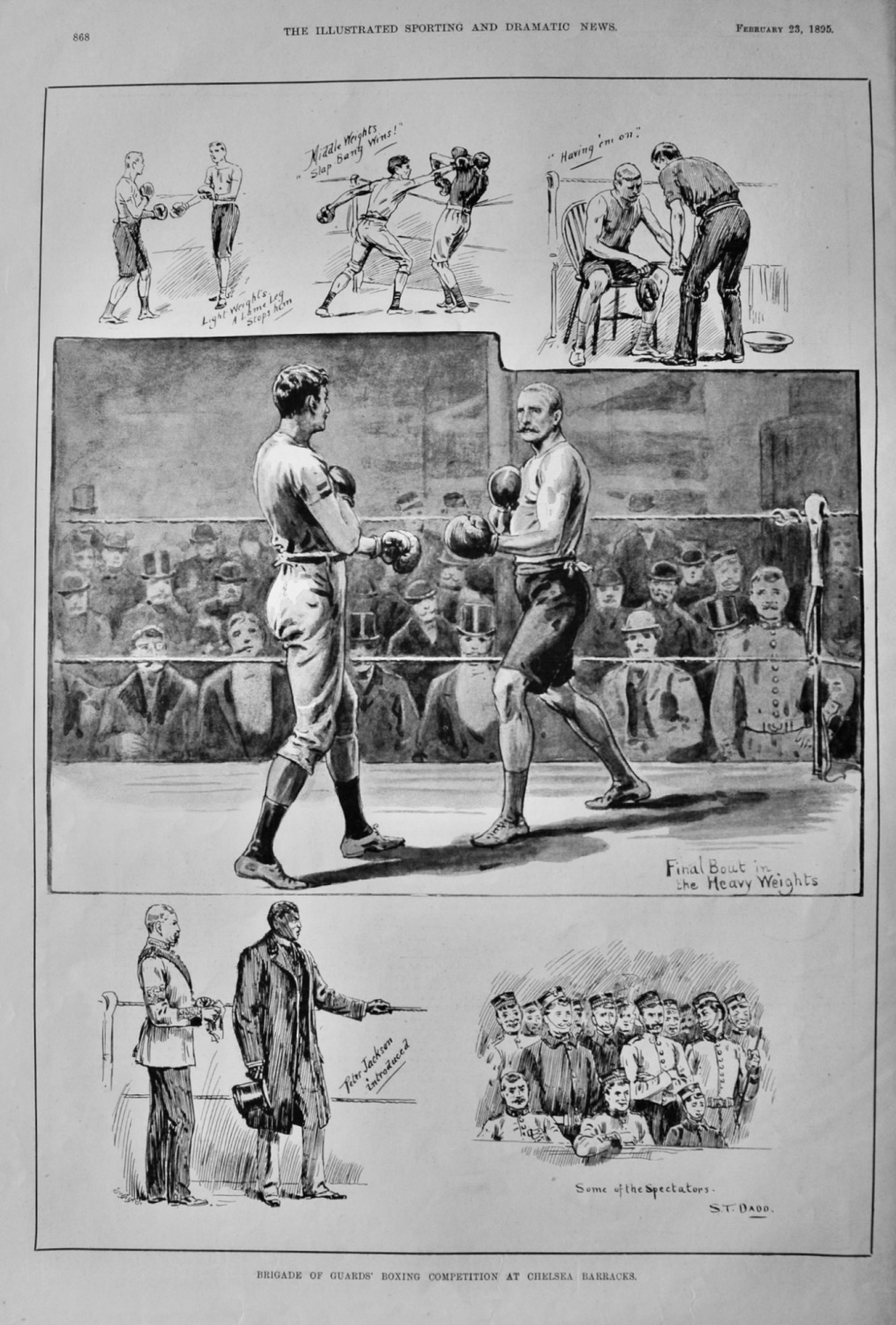 Brigade of Guards' Boxing Competition at Chelsea Barracks.  1895.