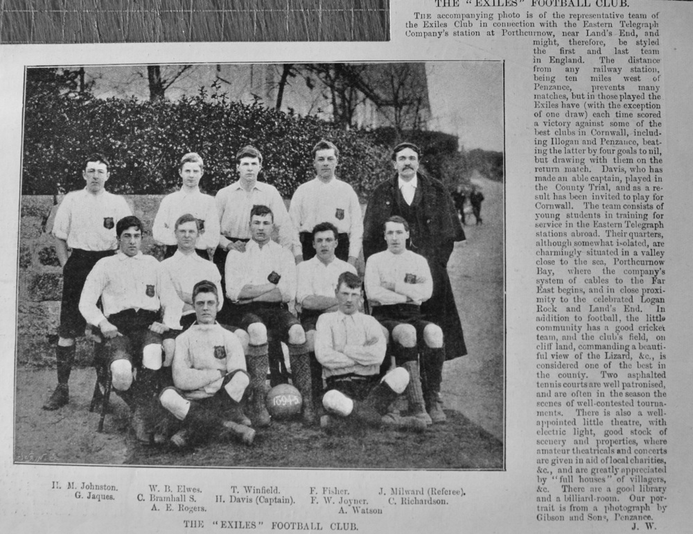 The "Exiles" Football Club.  1895.