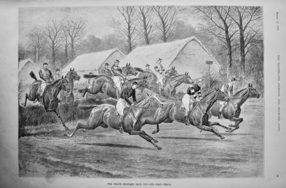 The Grand Military Gold Cup - The First Fence.  1898.