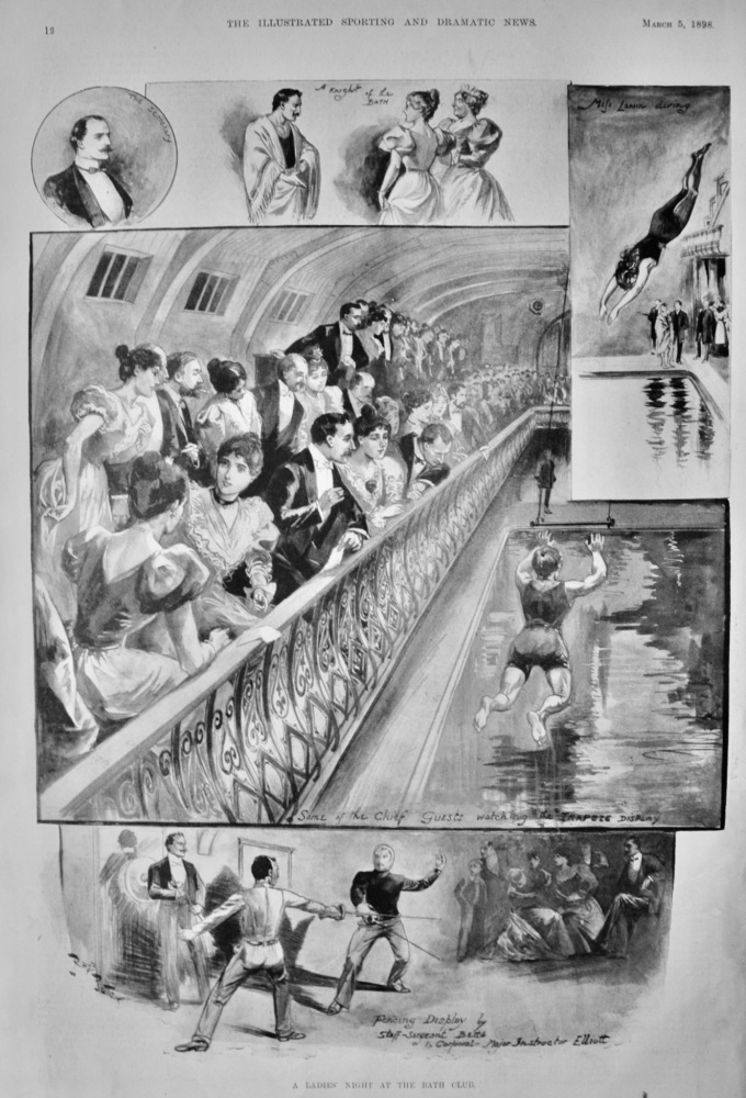 A Ladies' Night at the Bath Club.  (Swimming).  1898.