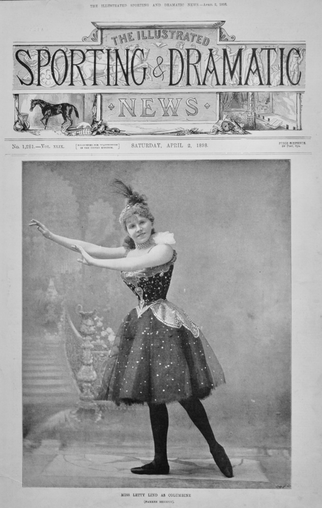 Miss Letty Lind as Columbine. (Farron Benefit).  1898.