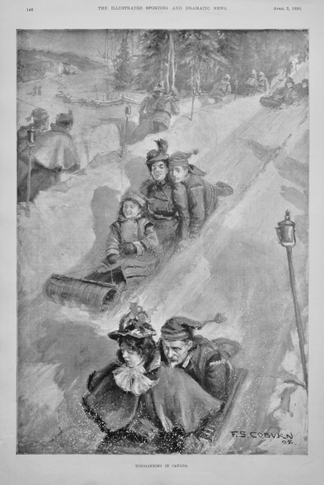 Toboganning in Canada.  1898.