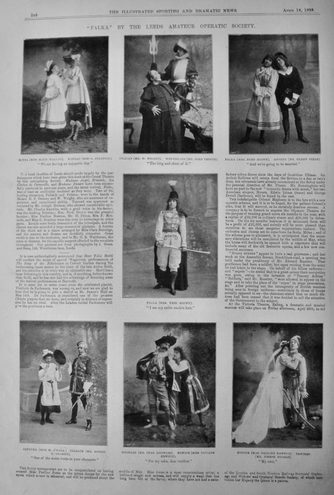 "Falka"  By the Leeds Operatic Society.  1898.