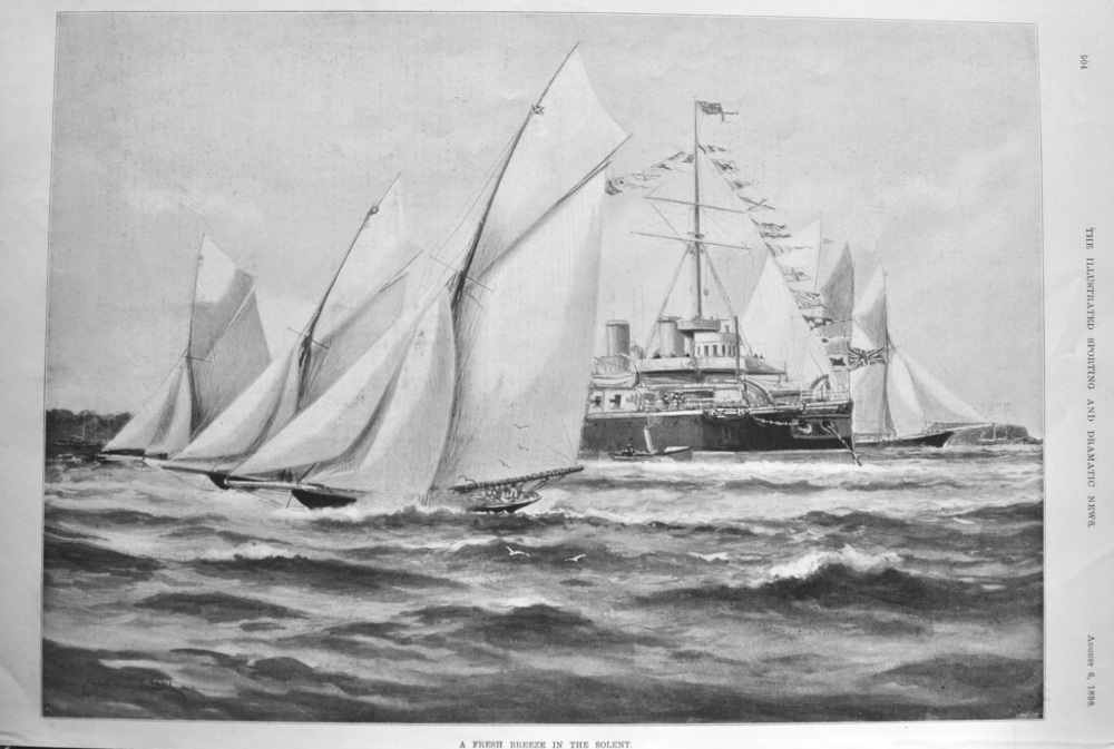 A Fresh Breeze in the Solent.  1898.