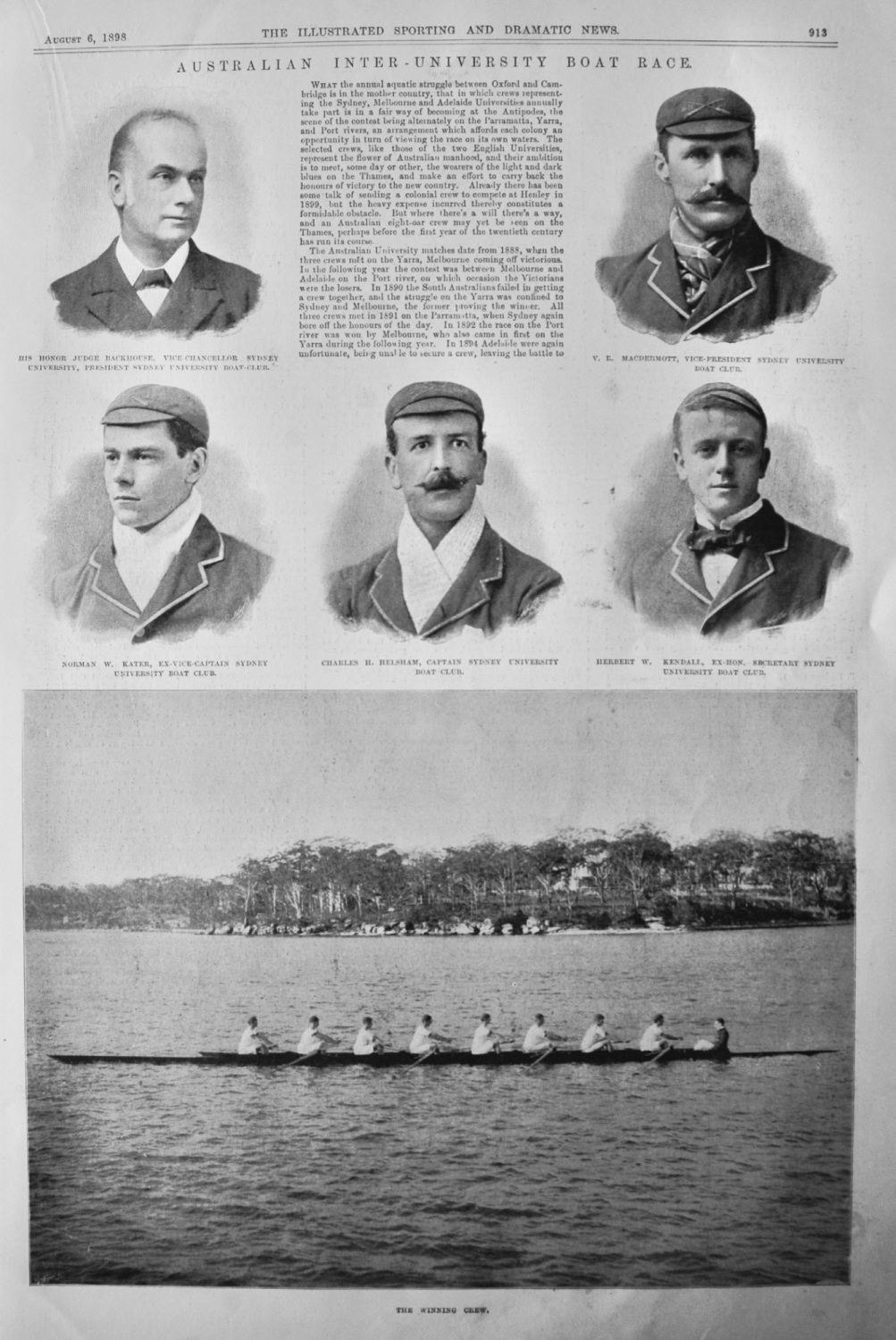 Australian Inter-University Boat Race.  1898.