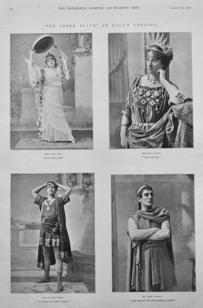 "The Greek Slave" at Daly's Theatre.  1898.