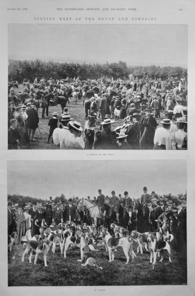 Opening Meet of the Devon and Somerset. (Hunting)  1898.