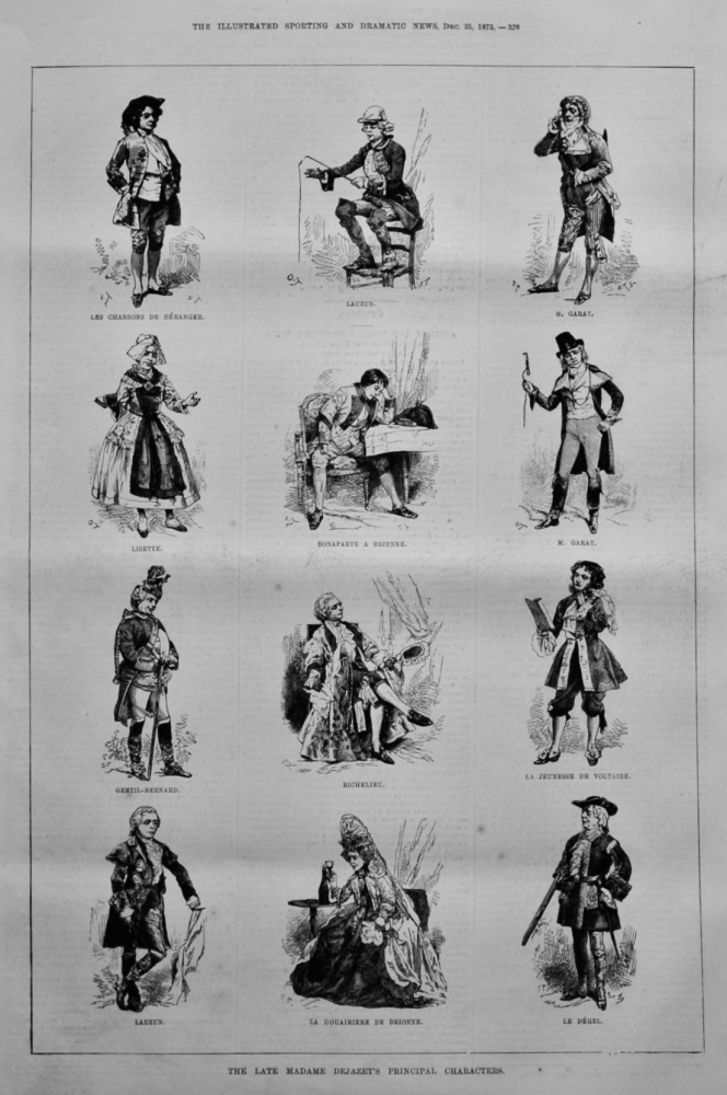 The Late Madame Dejazet's Principal Characters.  1875.