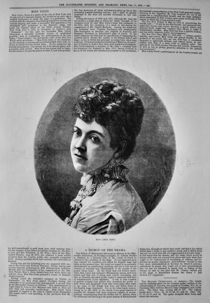 Miss Linda Dietz. (Actress)  1875.