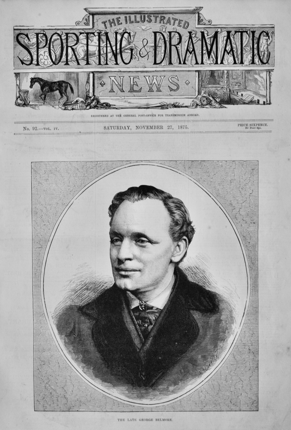 The Late George Belmore. 1875. (Actor).