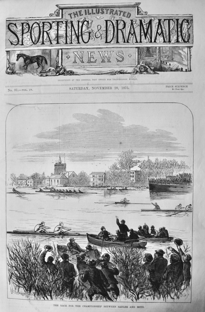 The Race for the Championship Between Sadler and Boyd.  1875.  (Rowing).