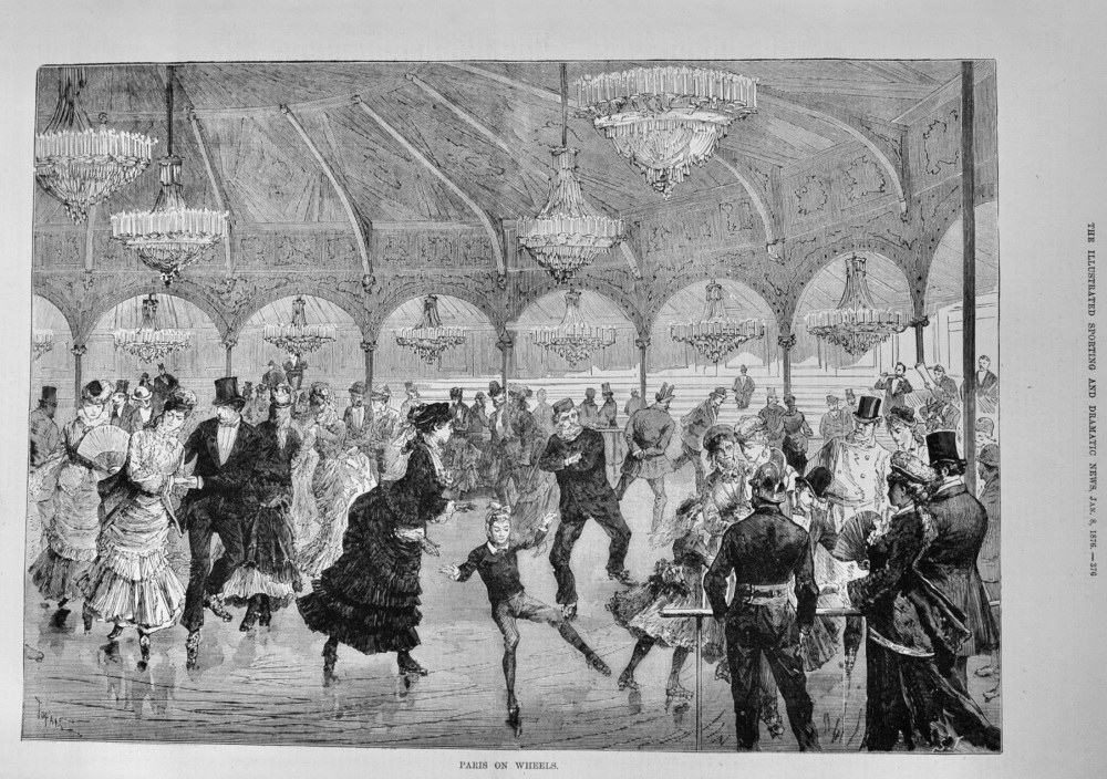 Paris on Wheels.  (Roller-Skating.)  1876.