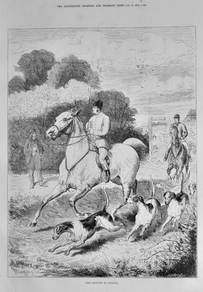 The Return to Kennel.  1876. (Hunting)