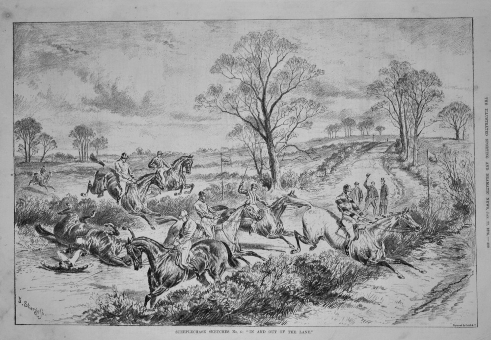 Steeplechase Sketches  No. 4. :  "In and Out of the Lane."  1876.