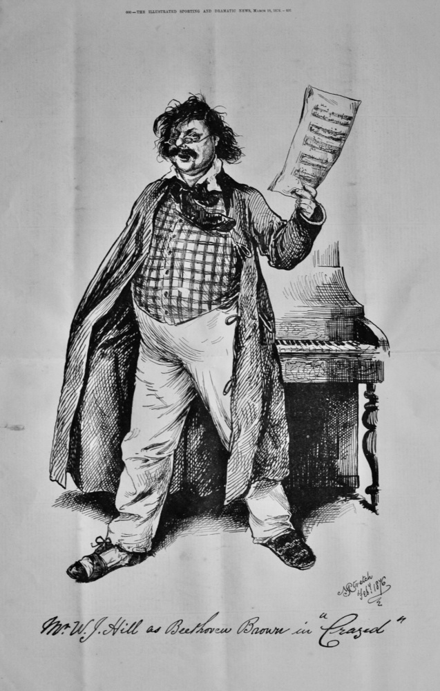Mr. William J. Hill as Beethoven Brown in "Crazed."  1876.