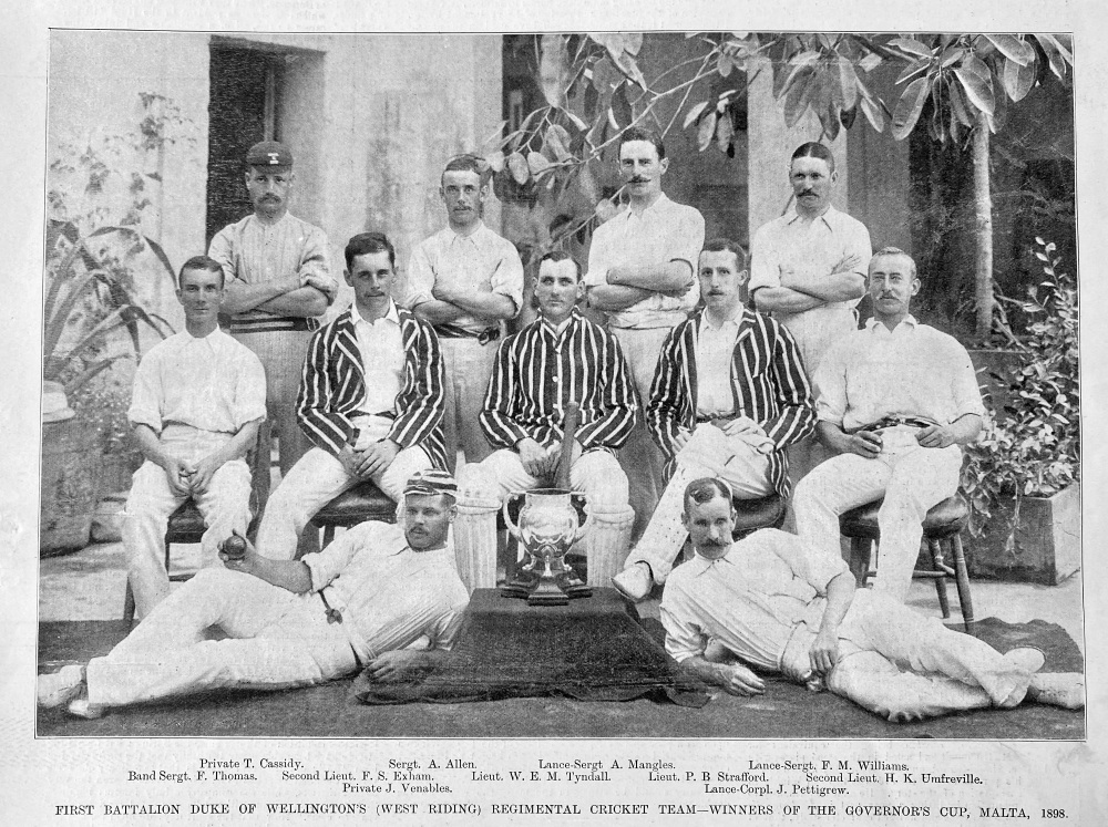 First First Battalion Duke of Wellington's (West Riding) Regimental Cricket Team-  Winners of the Governor's Cup, Malta, 1898.