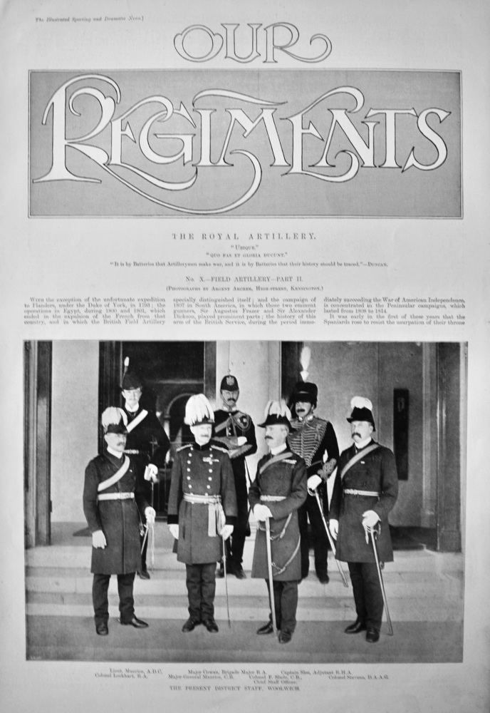 Our Regiments. The Royal Artillery,  No.X.- Field Artillery- Part II.  1898.