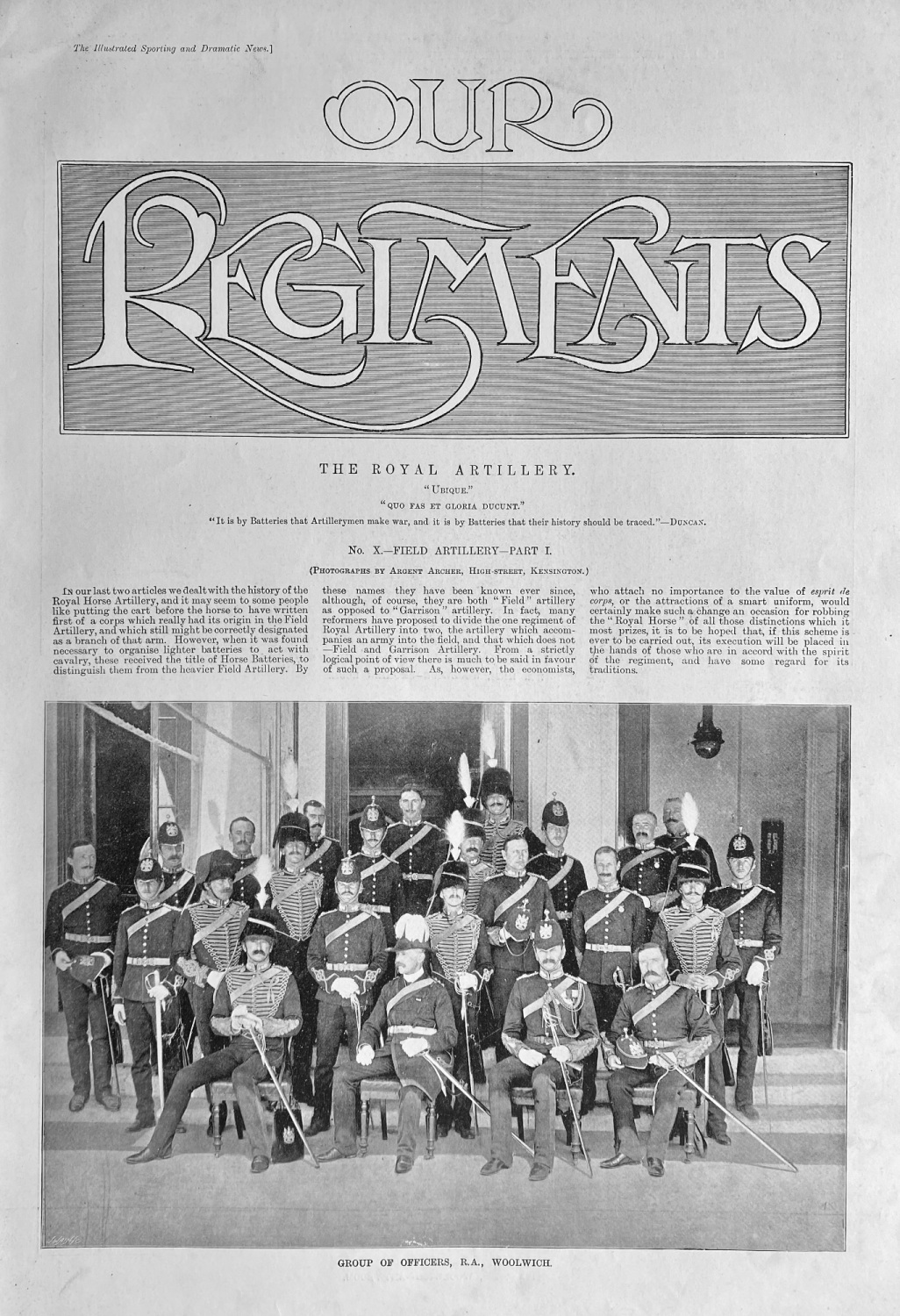 Our Regiments. The Royal Artillery.  No. X.- Field Artillery- Part I.  1898