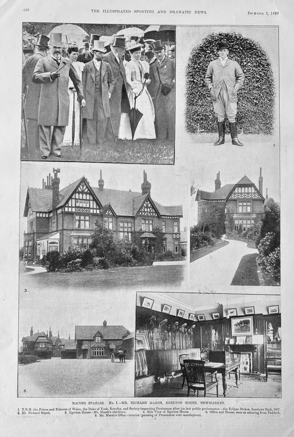 Racing Stables.  No. 1.- Mr. Richard Marsh, Egerton House, Newmarket.  1898