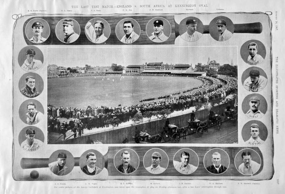 The Last Test Match.- England  v.  South Africa at Kennington Oval.  1907. (Cricket).