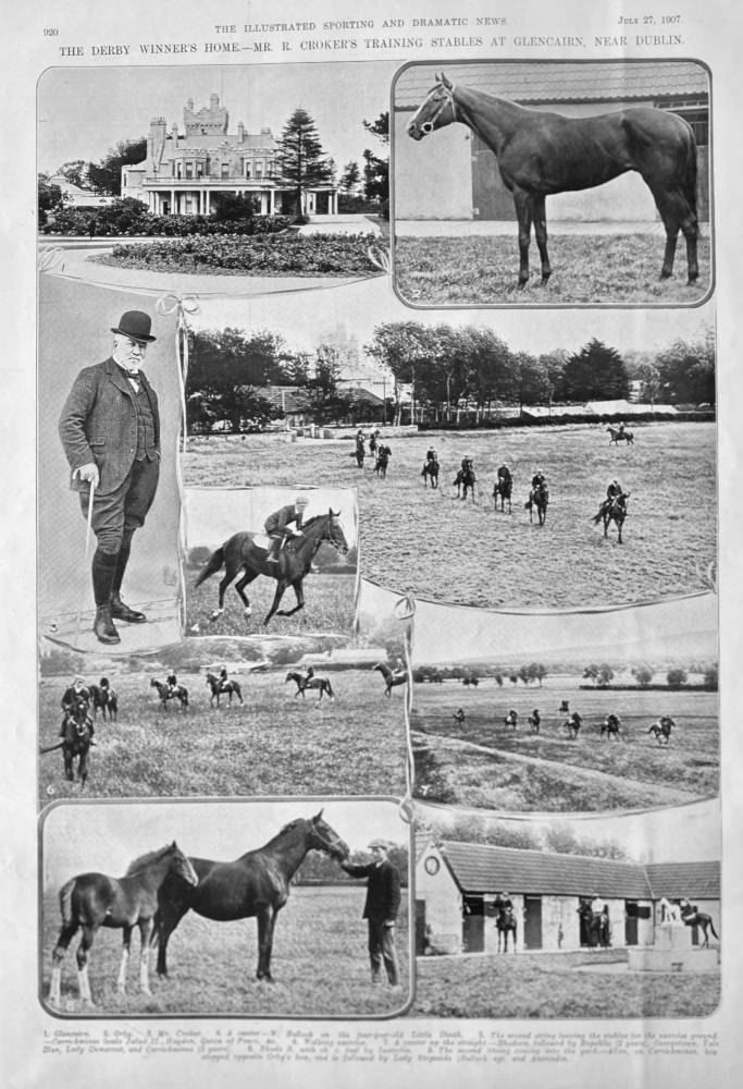 The Derby Winner's Home.- Mr.R. Croker's Training Stables at Glencairn, near Dublin.  1907.