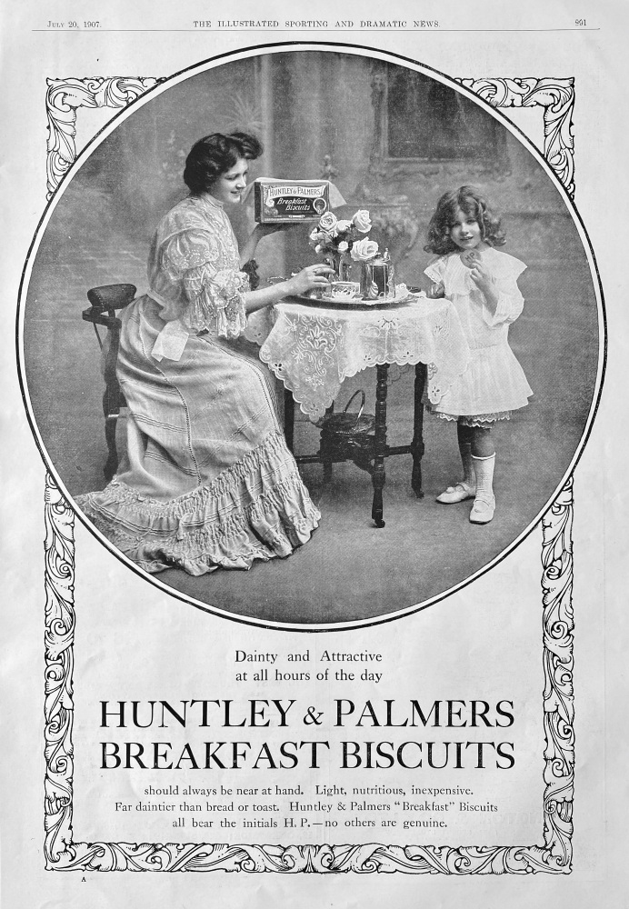 Huntley & Palmers Breakfast Biscuits.  1907.