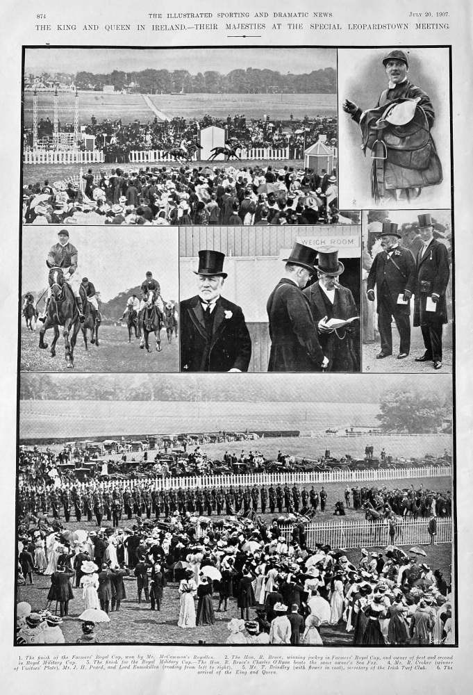 The King and Queen in Ireland.- Their Majesties at the Special Leopardstown Meeting. 1907.