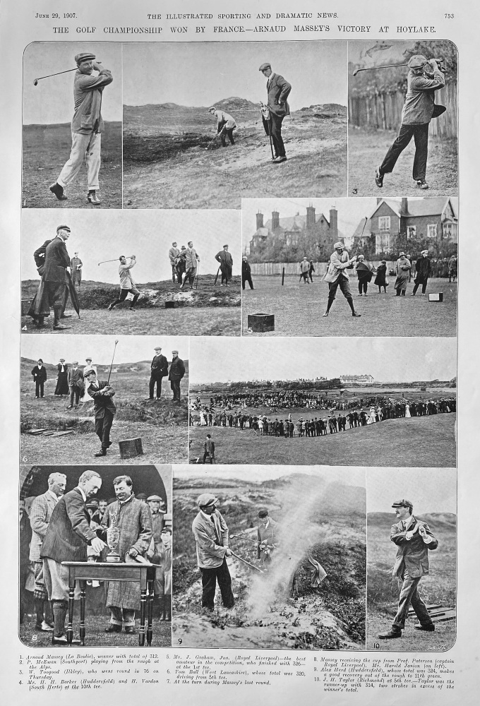 The Golf Championship won by France.- Arnaud Massey's  Victory at Hoylake.  1907.