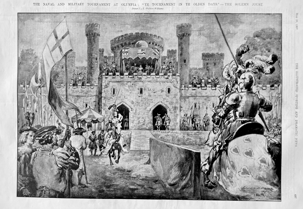 The Naval and Military Tournament at Olympia :  "Ye Tournament in Ye Olden Days," - The Solemn Joust.  1907.