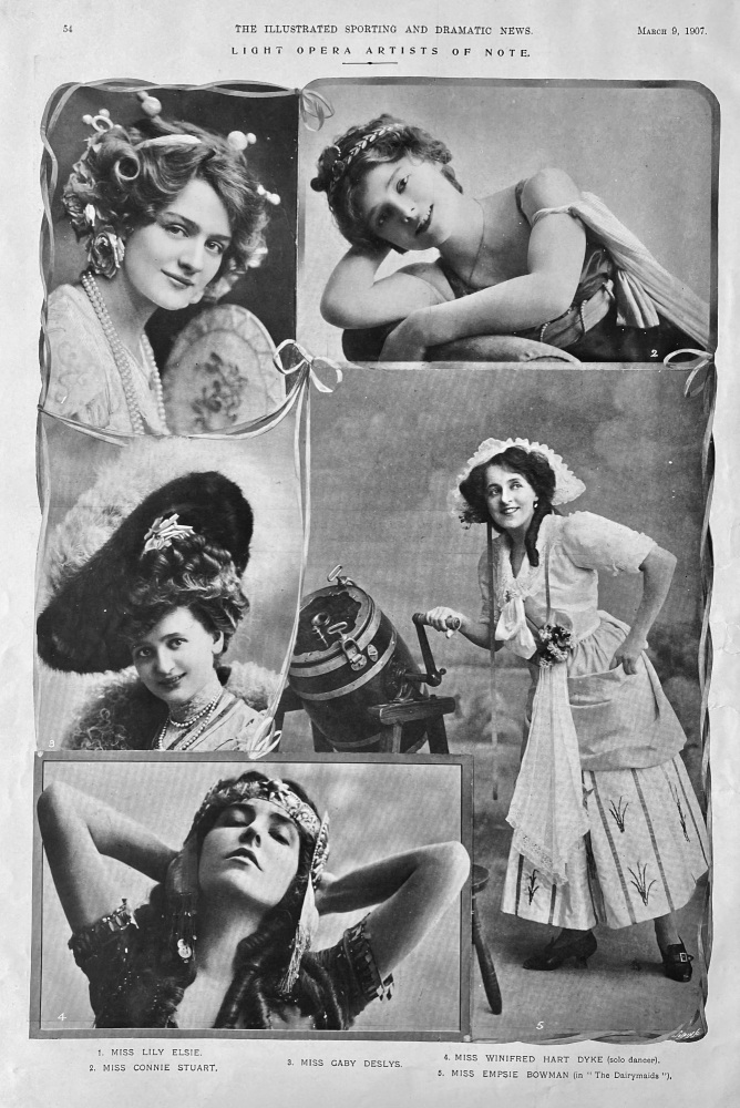 Light Opera Artists of Note.  1907.