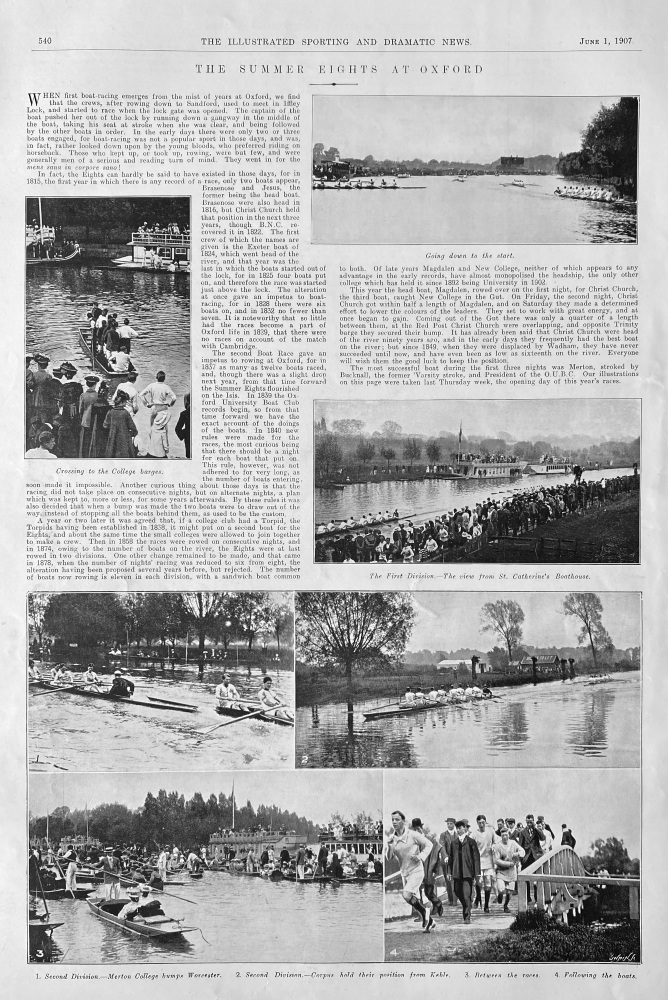 The Summer Eights at Oxford.  1907.  (Rowing).