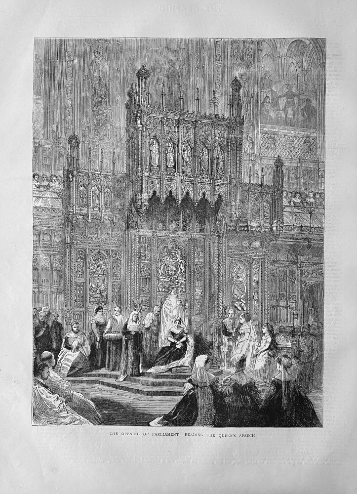 The Opening of Parliament - Reading the Queen's Speech.  1871.