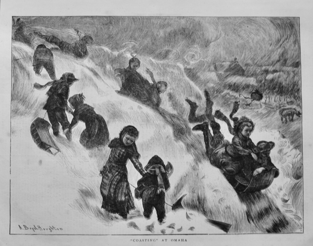 "Coasting" at Omaha.  (Tobogganing)  1871.