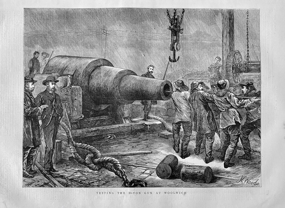 Testing the 35-Ton Gun at Woolwich.  1871.