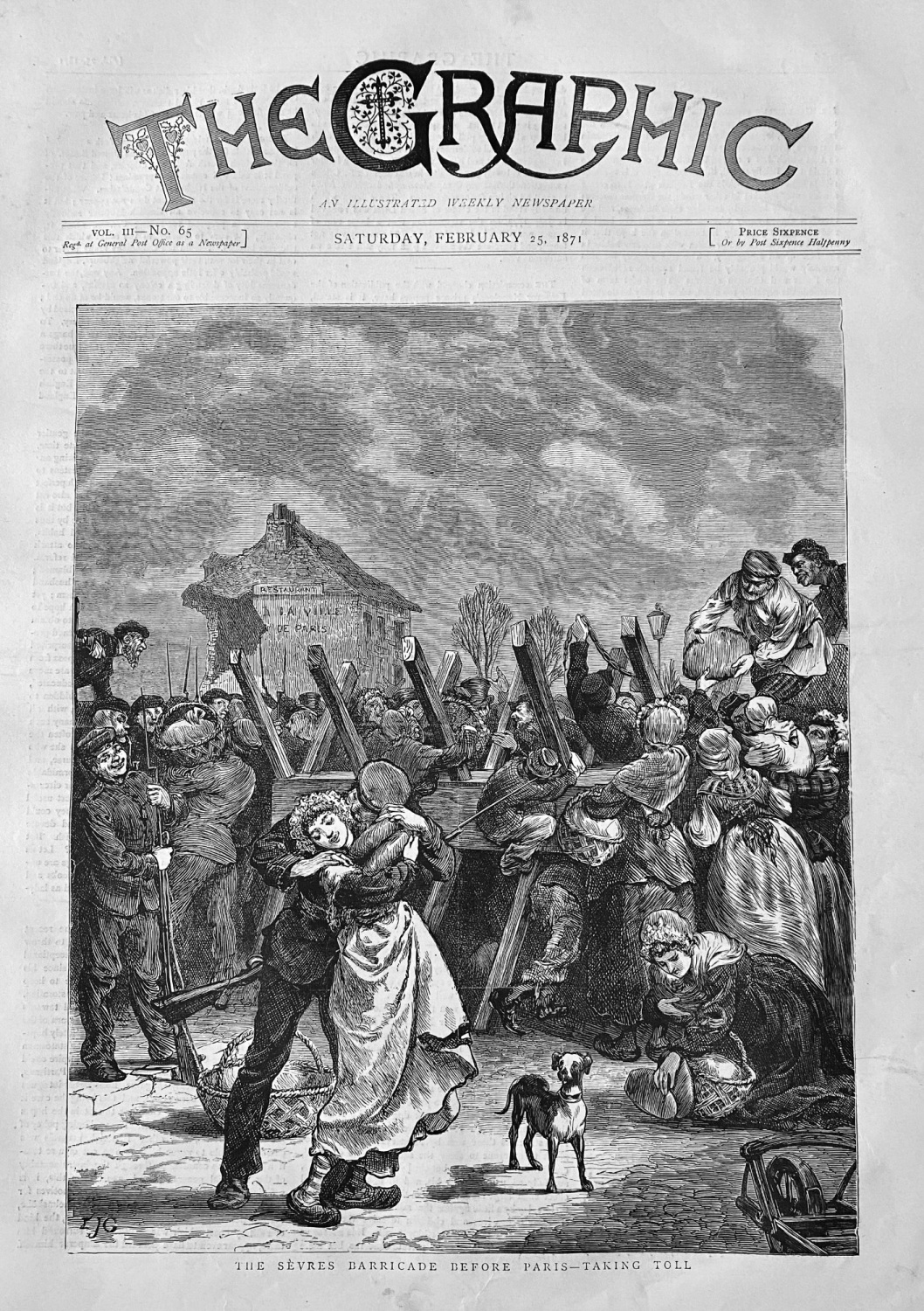 The Sevres Barricade  before Paris - Taking Toll.  1871.
