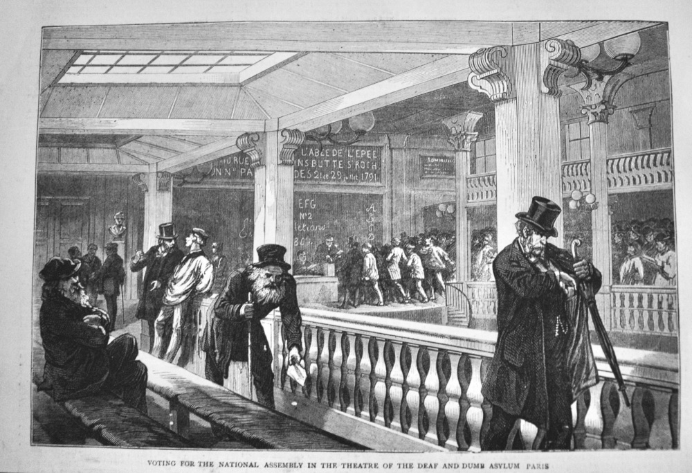 Voting for the National Assembly in the Theatre of the Deaf and Dumb Asylumm Parus.  1871.