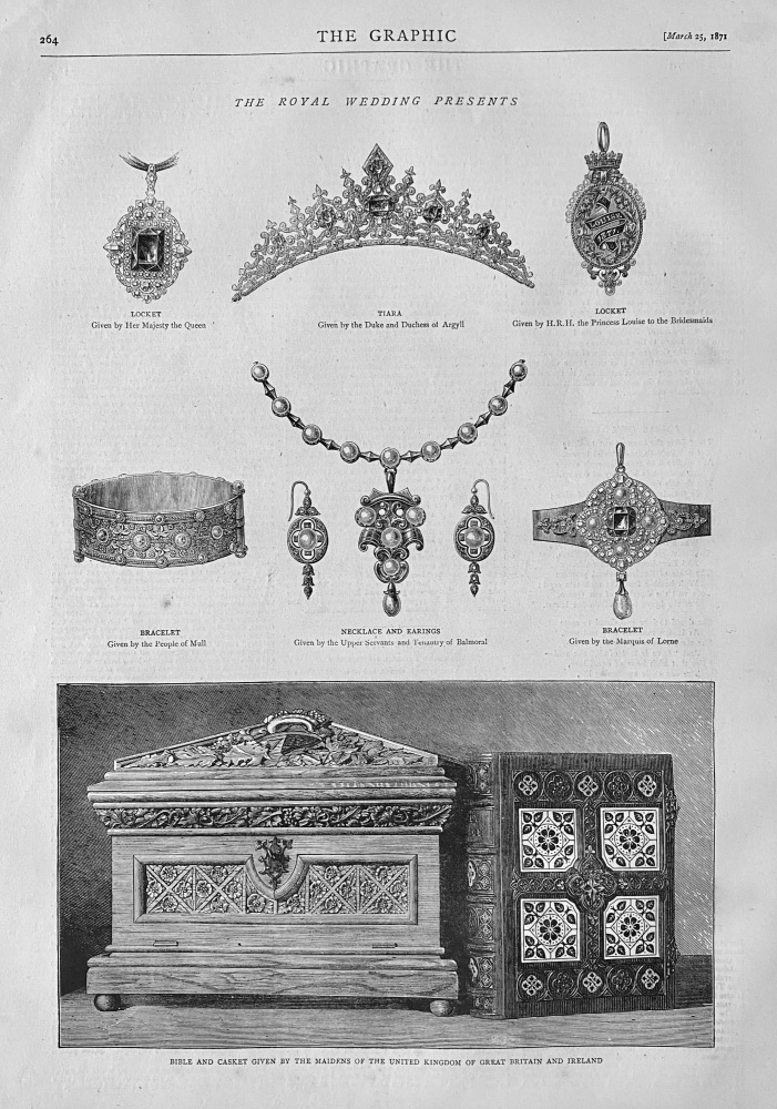 The Royal Wedding Presents.   (The Marquis of Lorne to Princess Louise.) 1871.