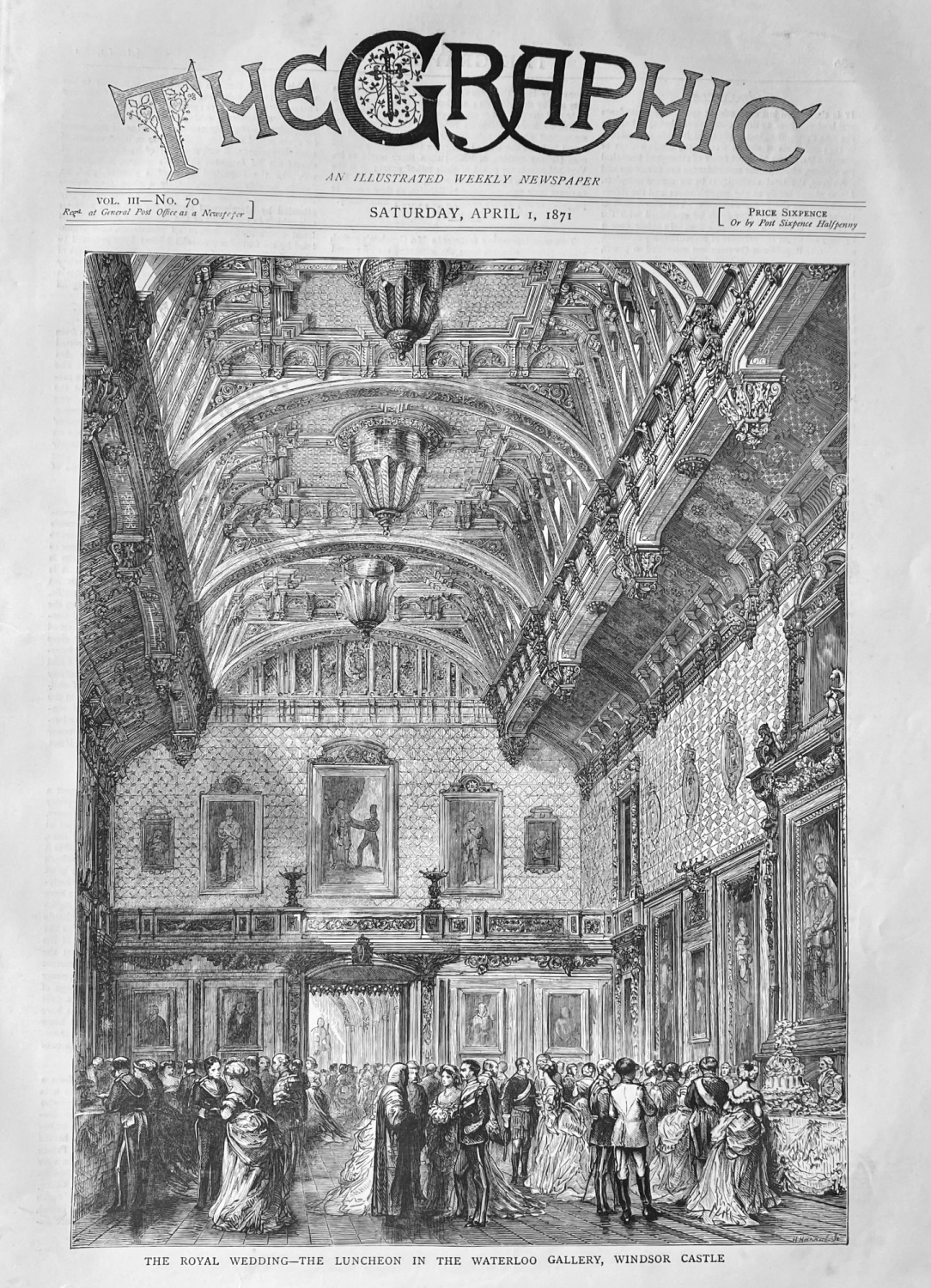 The Royal Wedding- The Luncheon in the Waterloo Gallery, Windsor Castle.  1