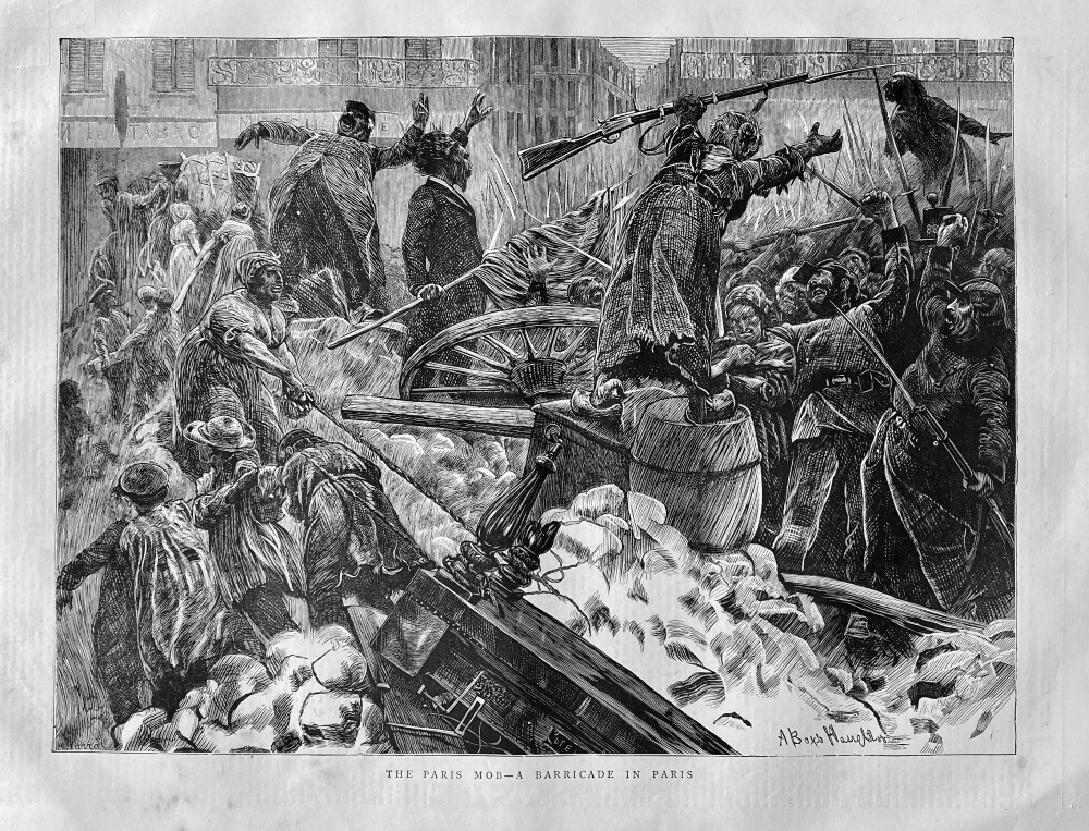 The Paris Mob- A Barricade in Paris.  1871.