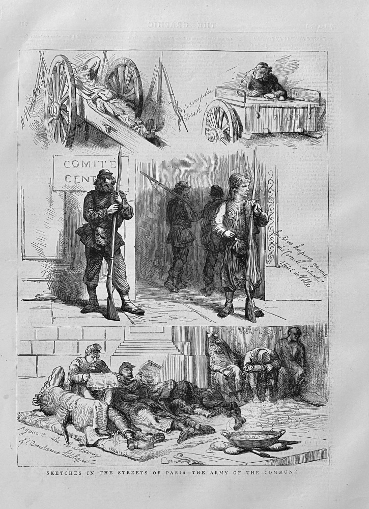 Sketches in the Streets of Paris - Army of the Commune.  1871.
