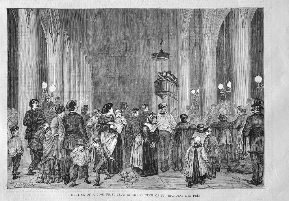 Meeting of a Communist Club in the Church of St. Nicholas Des Pres.  1871.