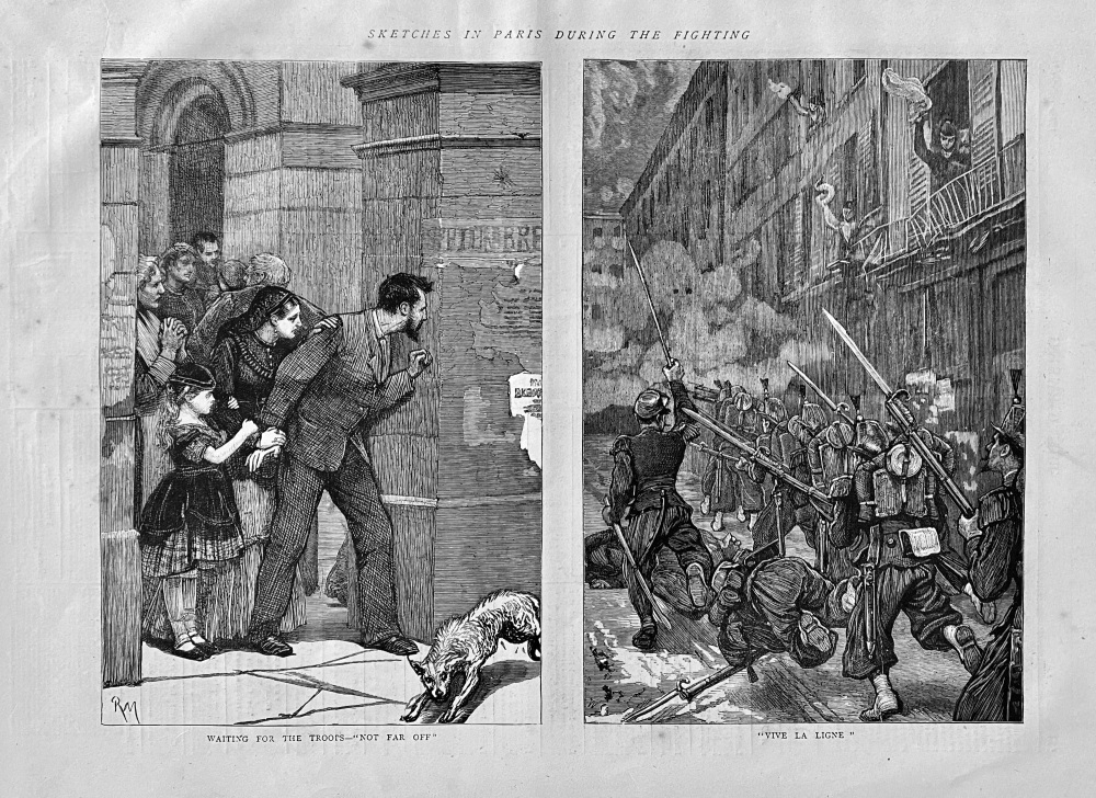 Sketches in Paris during the Fighting.  1871.