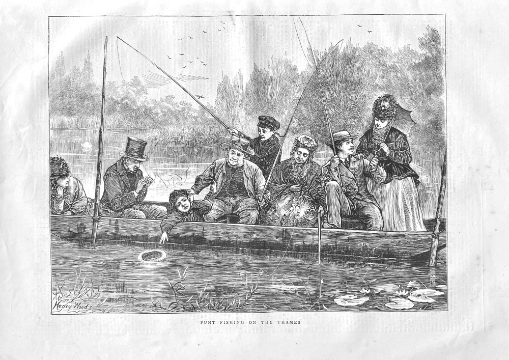 Punt Fishing on the Thames.  1871.