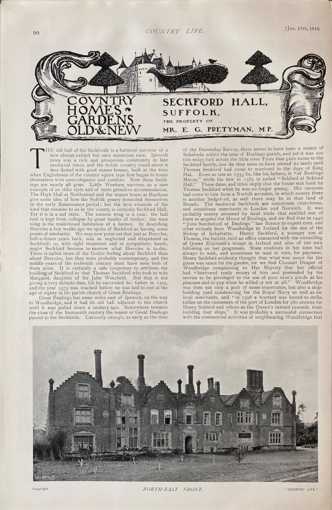 Seckford Hall, suffolk - 1910
