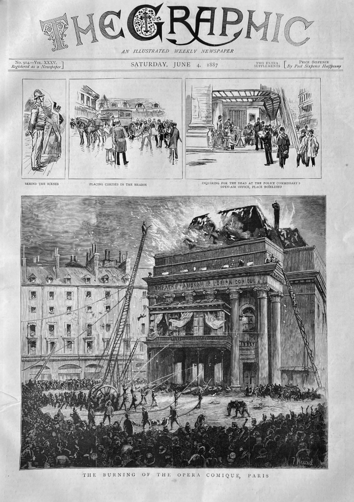 The Burning of the Opera Comique, Paris.  1887.