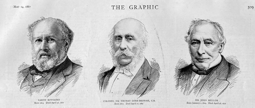 Baron Kinnaird.  Colonel Sir Thomas Gore-Browne, C.B.  and Sir John Mellor.  1887.