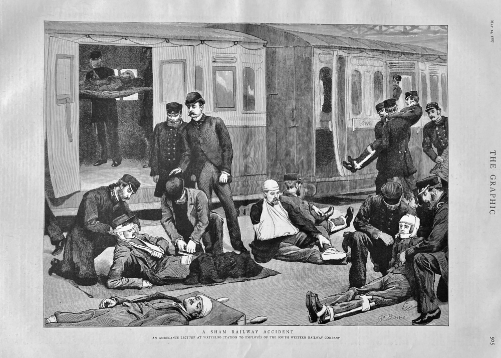 A Sham Railway Accident.  1887.